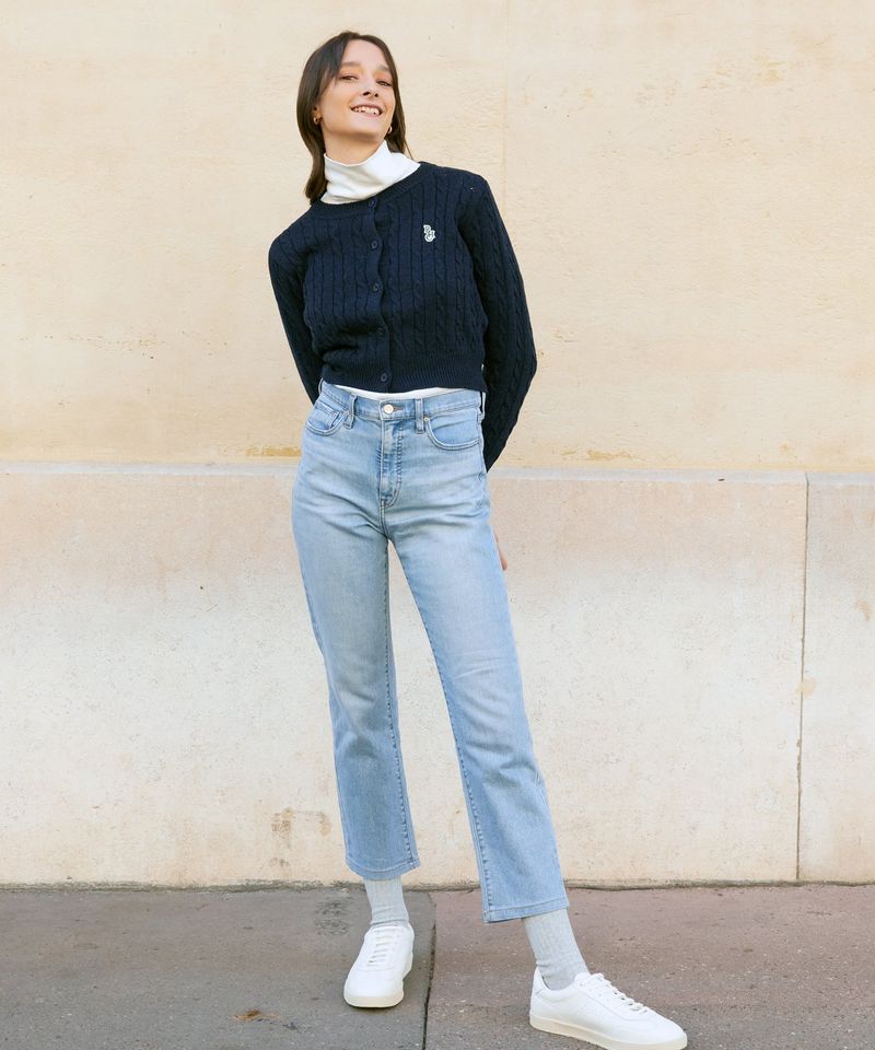 RCH crop knit cardigan navy