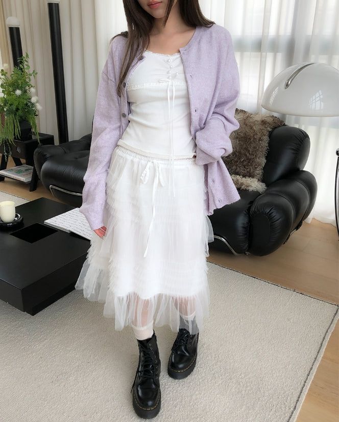 Rita Chiffon Frill Midi Skirt