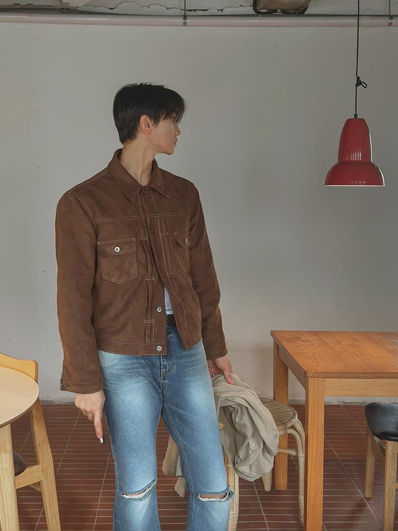 ASCLO Suede Crop Trucker Jacket (4color)