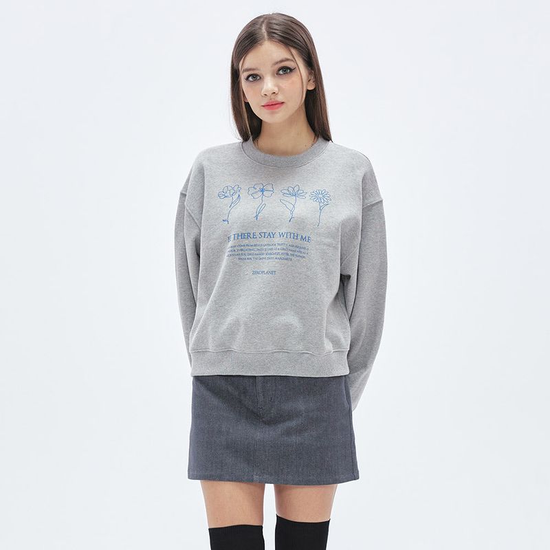 フラワーハンドグランピックスウェット/Flower Hand Graphic Sweatshirt [GREY]