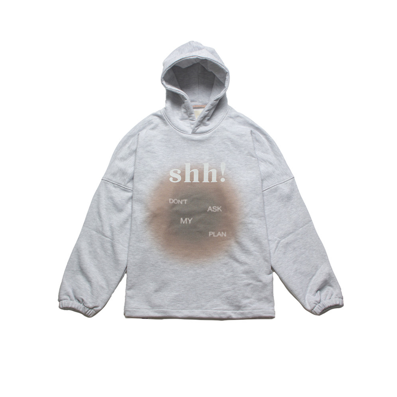Don't Ask My Plan (DAMP)(ドントアスクマイプラン)の「'Shh!' OVER-FIT HOODY_WHITE MELANGE(Tops)」