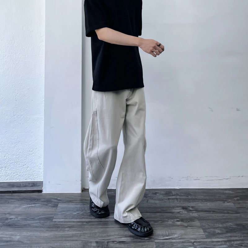 Curved Panel Wide-Leg Trousers