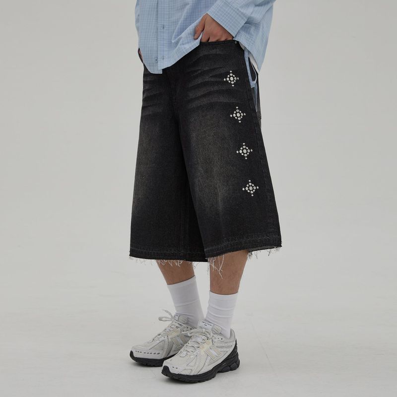 Western Stud Bermuda Denim Pants