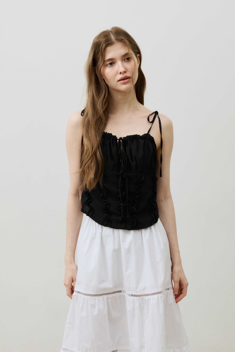 REVE CORSET SMOCKED TOP / BLACK