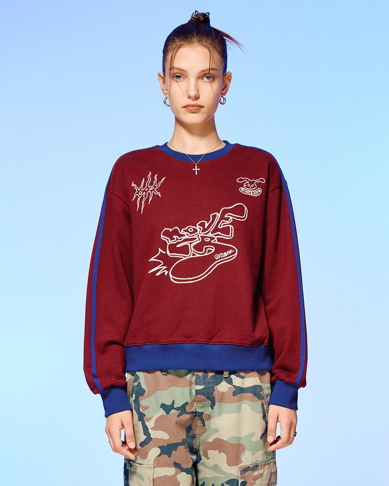 OLD SPORTS TEAM SWEATSHIRT-BURGUNDY