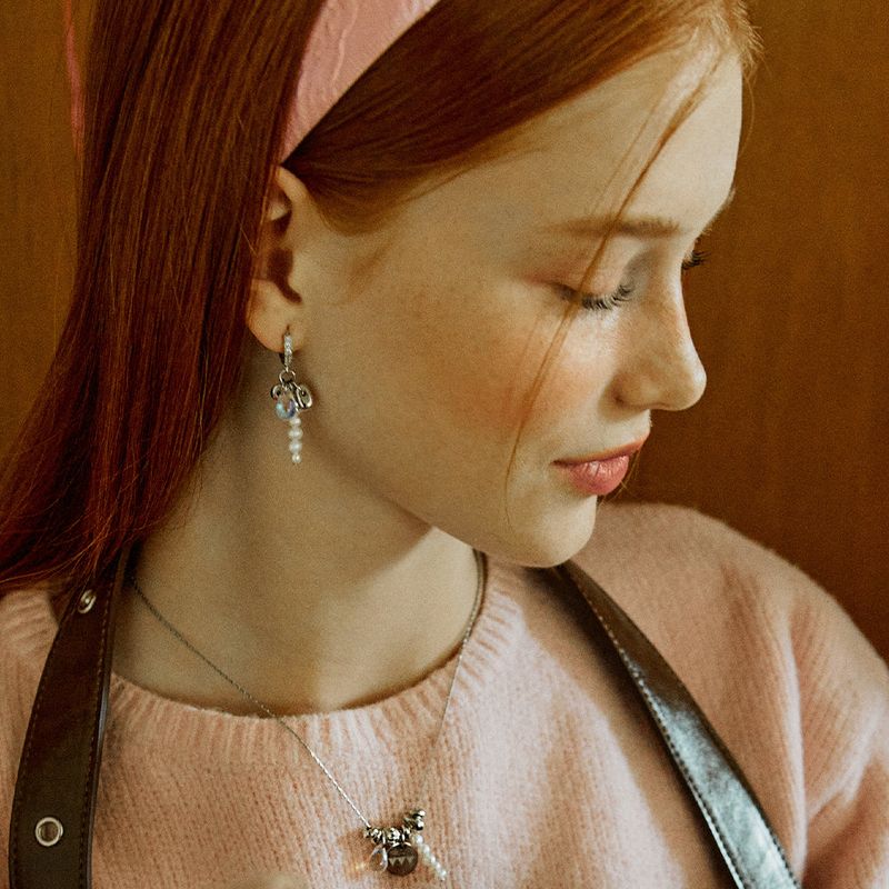 Waterdrop Pearl Logo Surgical Earrings