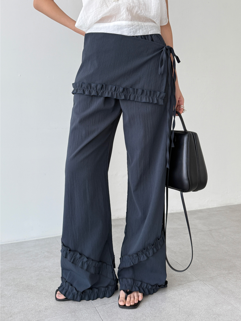 Eunarkive（ウナカイブ）の「trim frill wrap pants（Pants）」