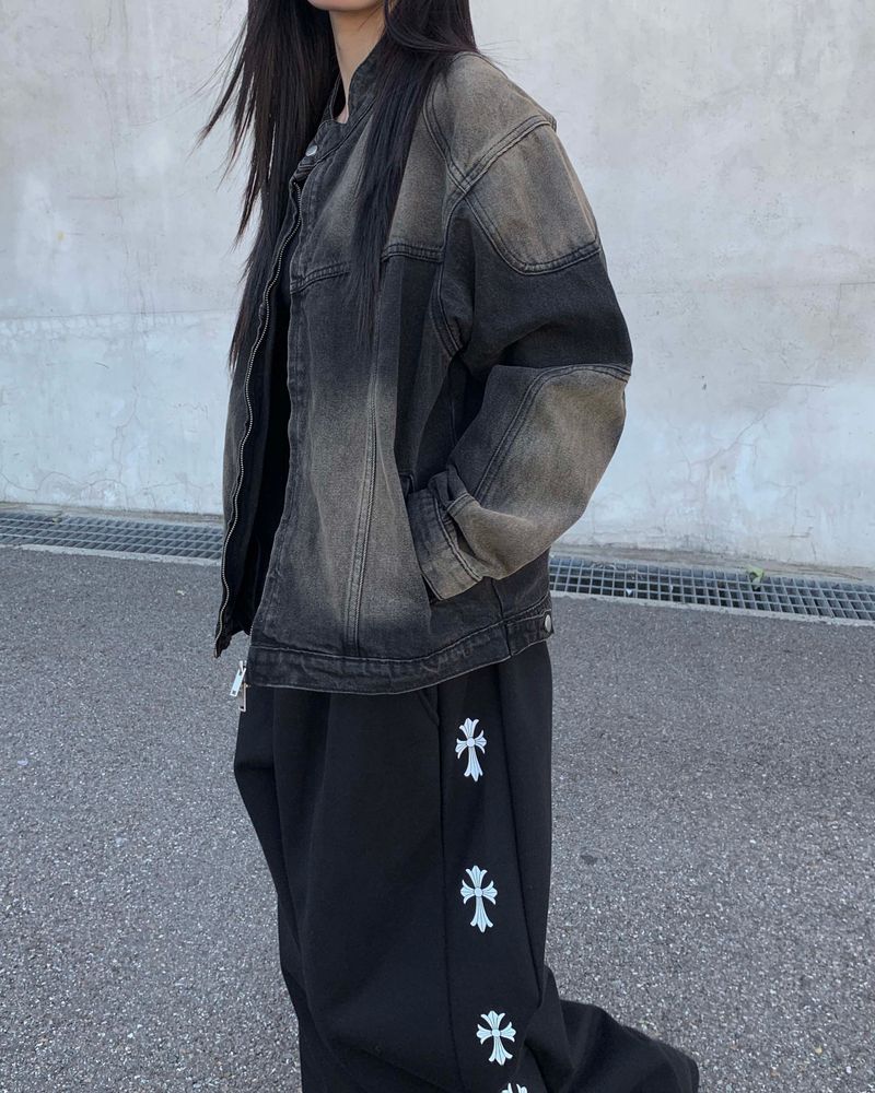 Denim biker jacket