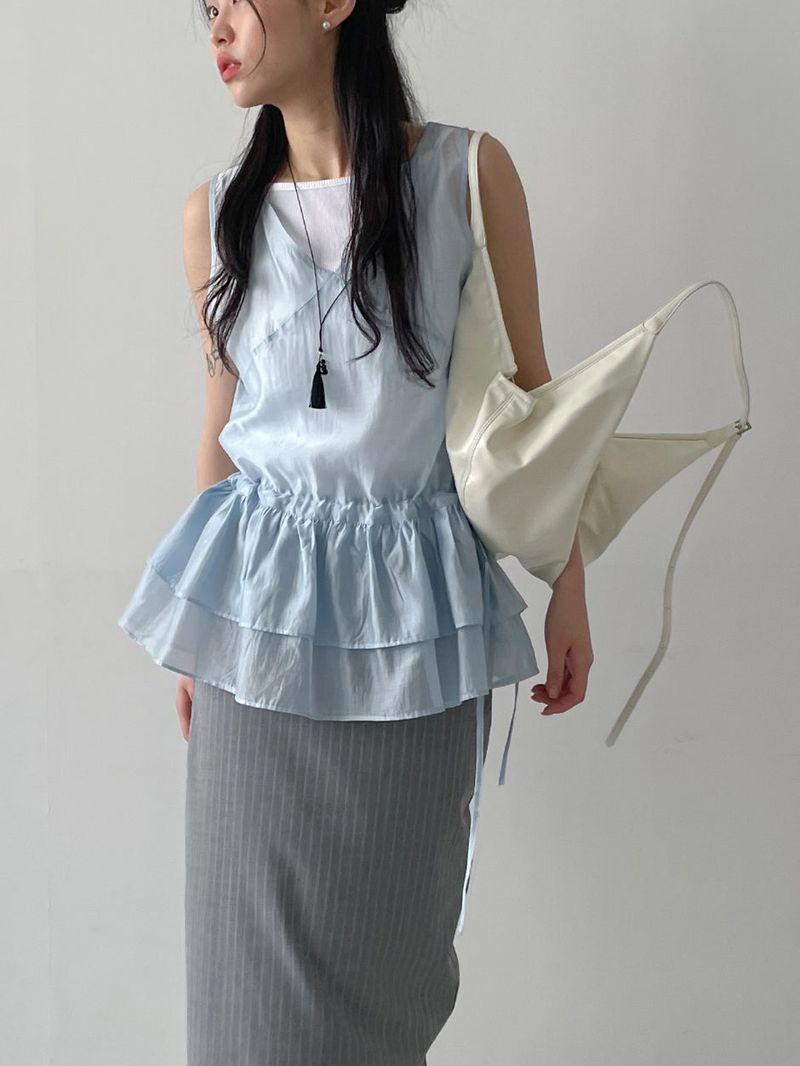 INCHANT ME（インチャントミー）の「Tencel See-through Frill Sleeveless Blouse（Tops）」