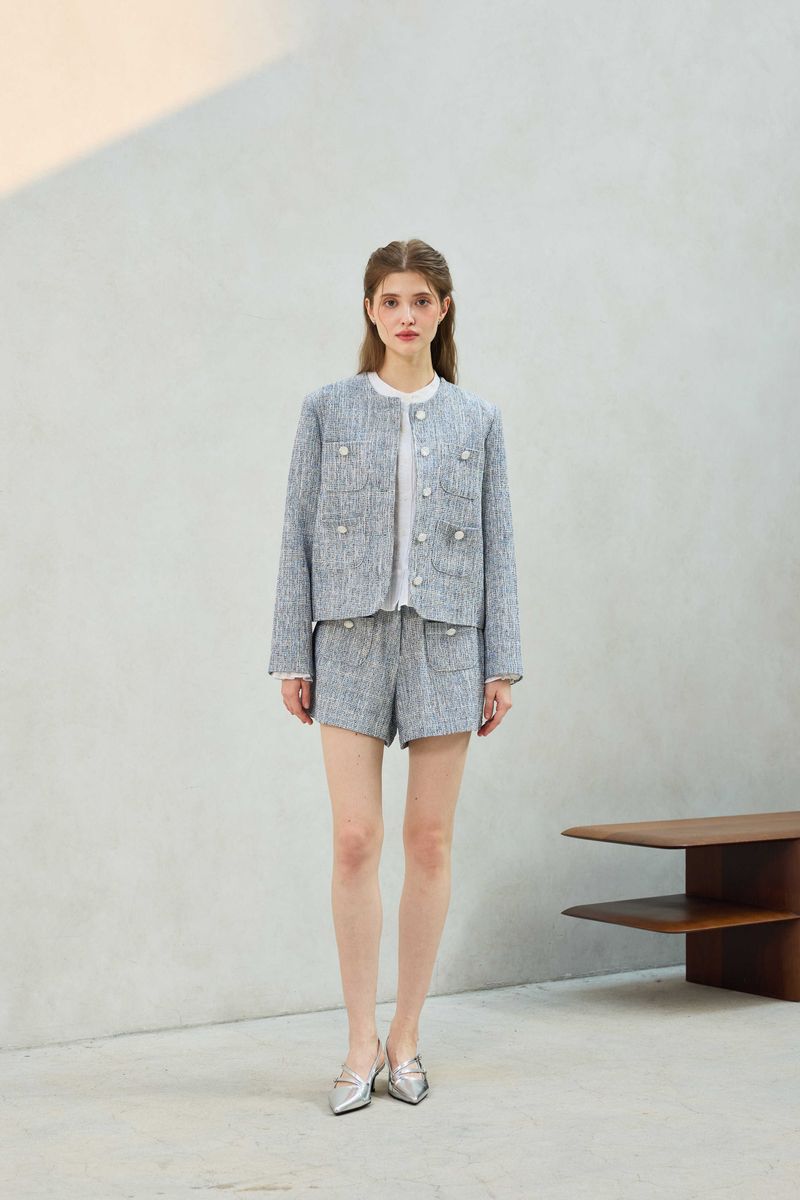 CHERISH TWEED SHORTS PANTS / SKY BLUE