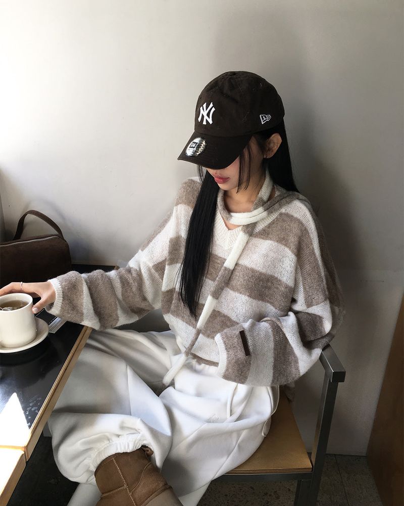 [ORIGINAL] LACKUN Striped Muffler Knit Set