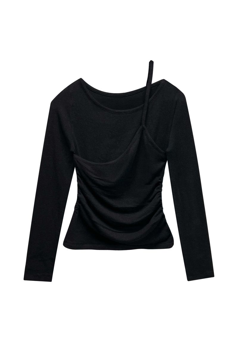 MUREN SHIRRING TOP / BLACK