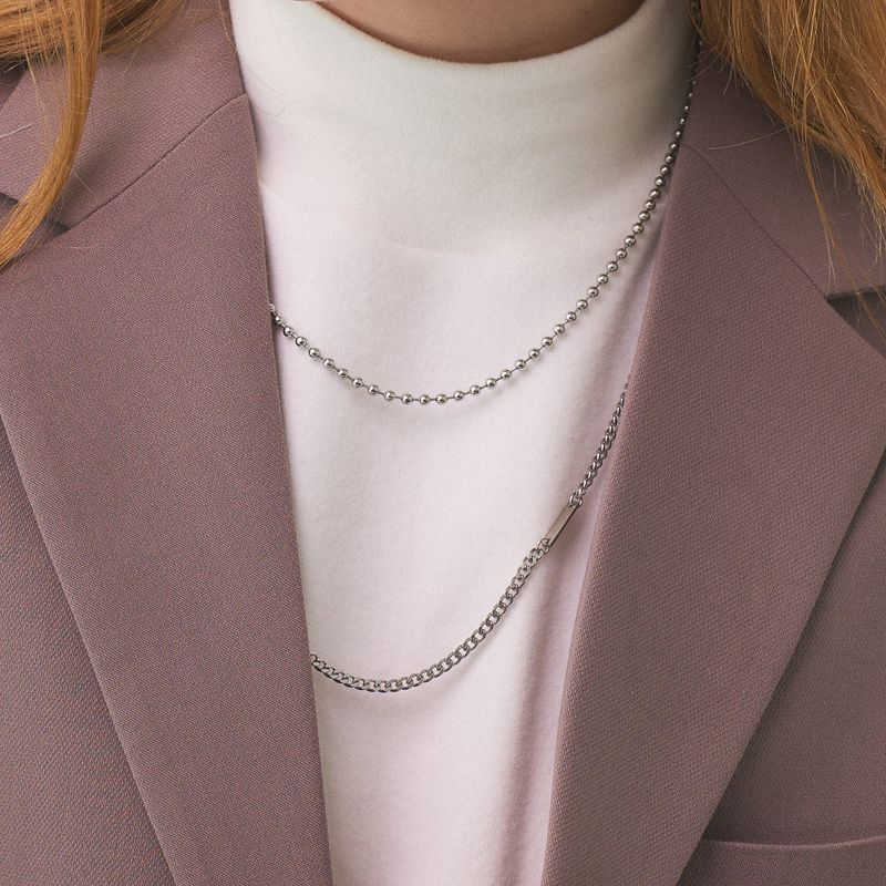 [Two-line set] Surgical steel necklace_CLEF TWO TONE NEC