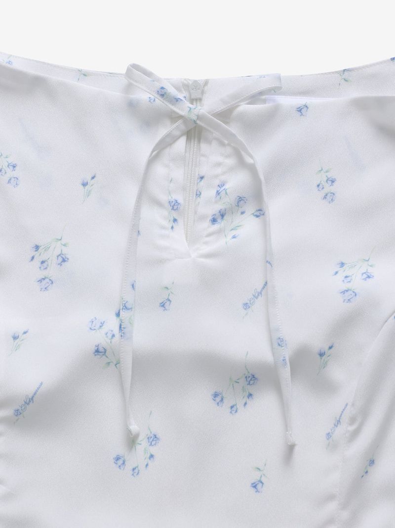Ribbon flare dress (White)