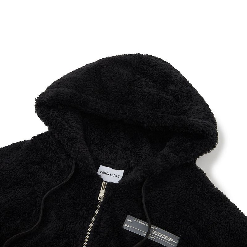 Zero Bear Crop zip-up [BLACK]