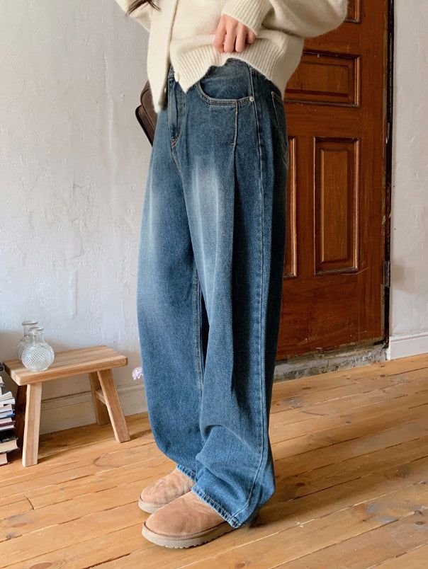 AR Tuck Wide Denim Pants (3color)
