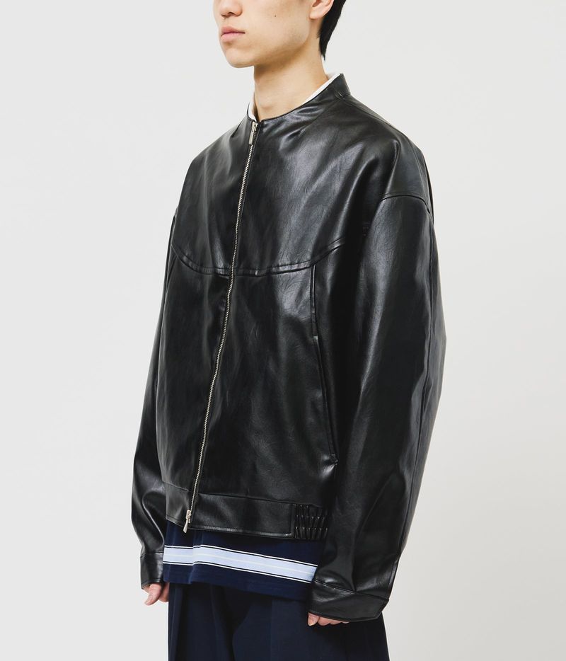 HIFIFNK(ハイファイファンク)の「El Collarless Leather Jacket(Jackets/Outerwear)」
