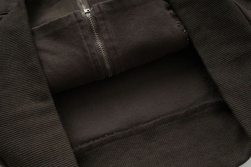 Brown Pocket High-Neck Zip-Up Jacket