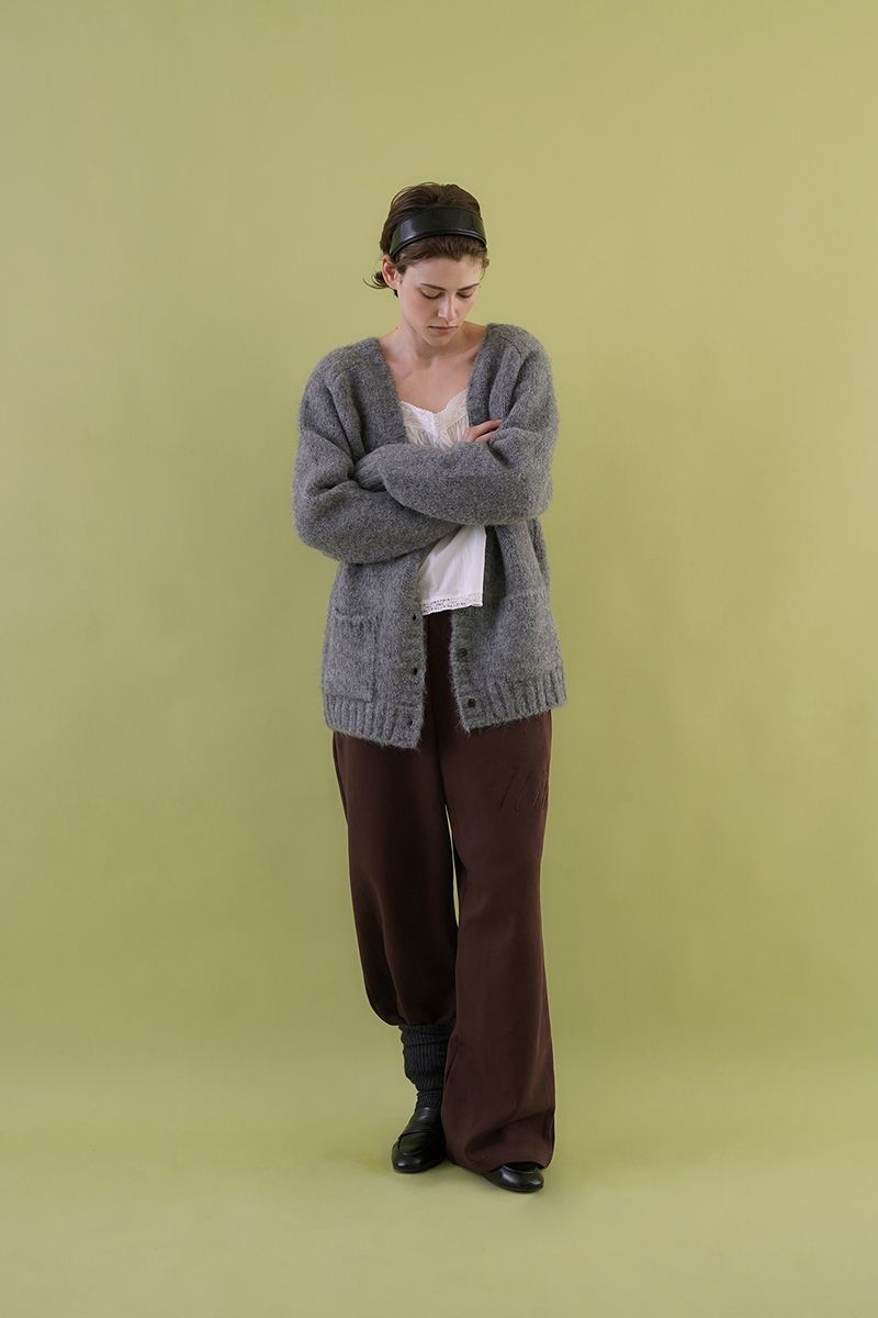 Lettering sweat pants_brown