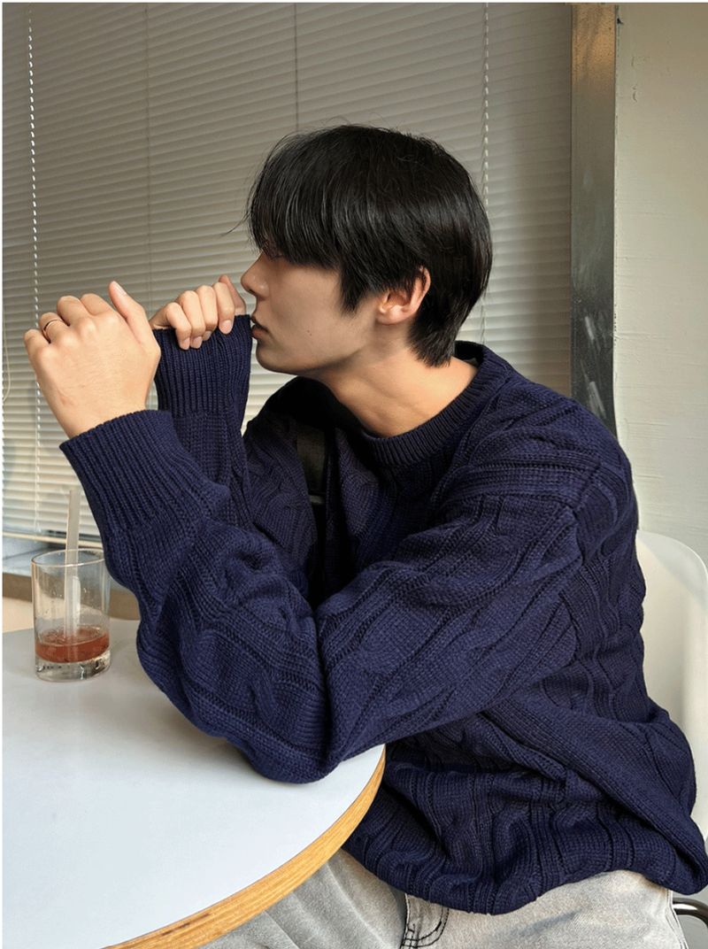 cable cosyharu semi-over knit