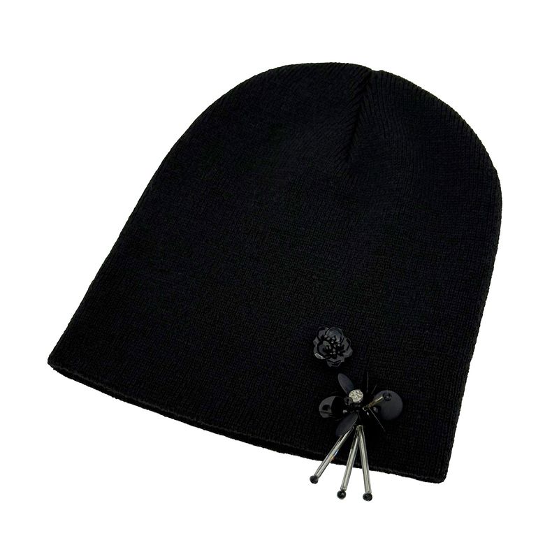 Drop Spangles Knit Beanie [Black]