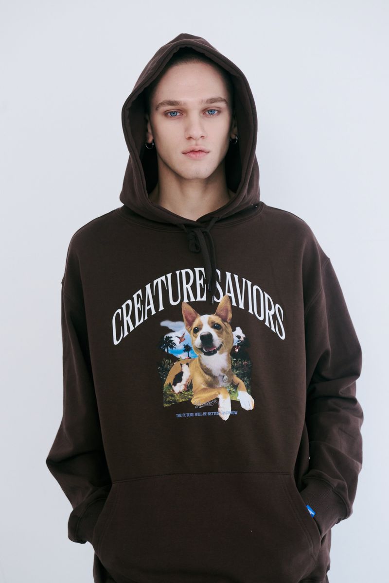 BSRABBIT(ビエスラビット)の「BSR2223FWPO057 LUCKY JUNGLE HOODIE BROWN(Tops)」