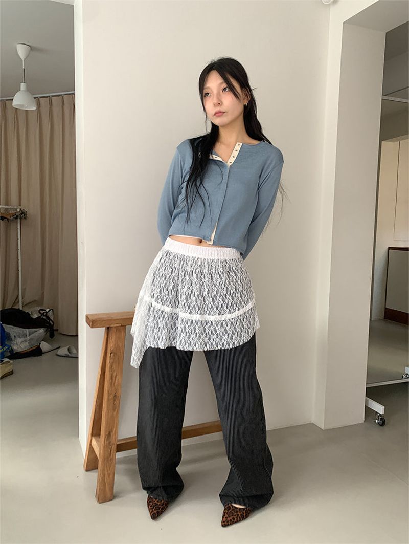 LACE UNBAL LAYERED SKIRT (2C)