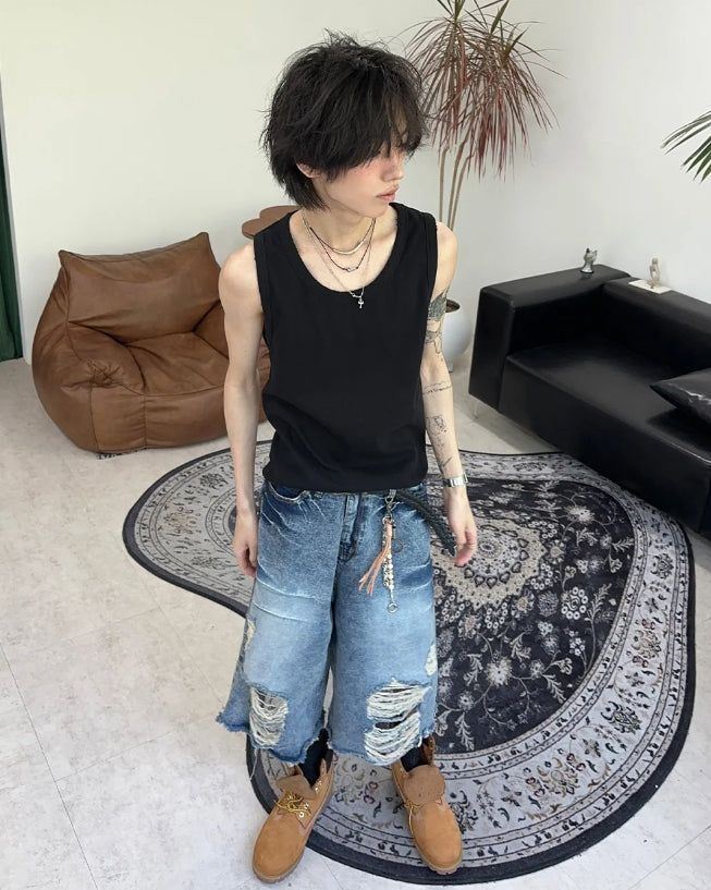 Redin Damage Ribbed Sleeveless