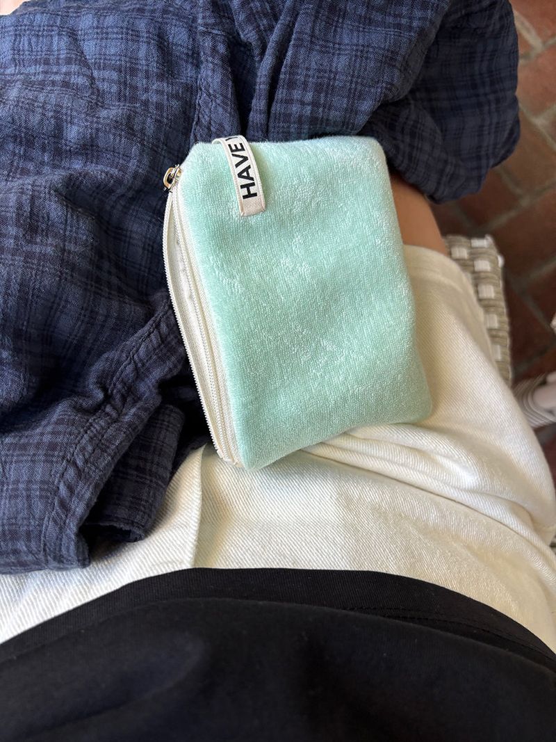 Terry flat pouch - mint , M size