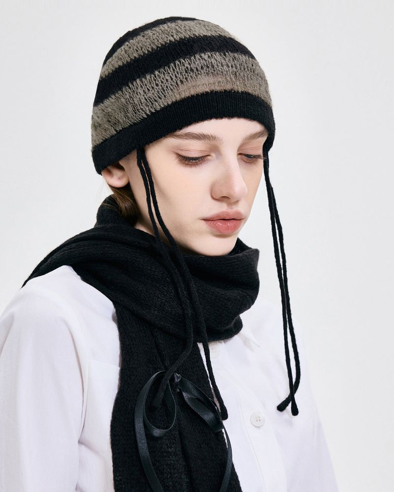 Ribbon Tied Muffler _ BLACK