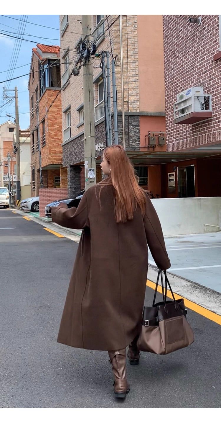 dark brown wool handmade long coat
