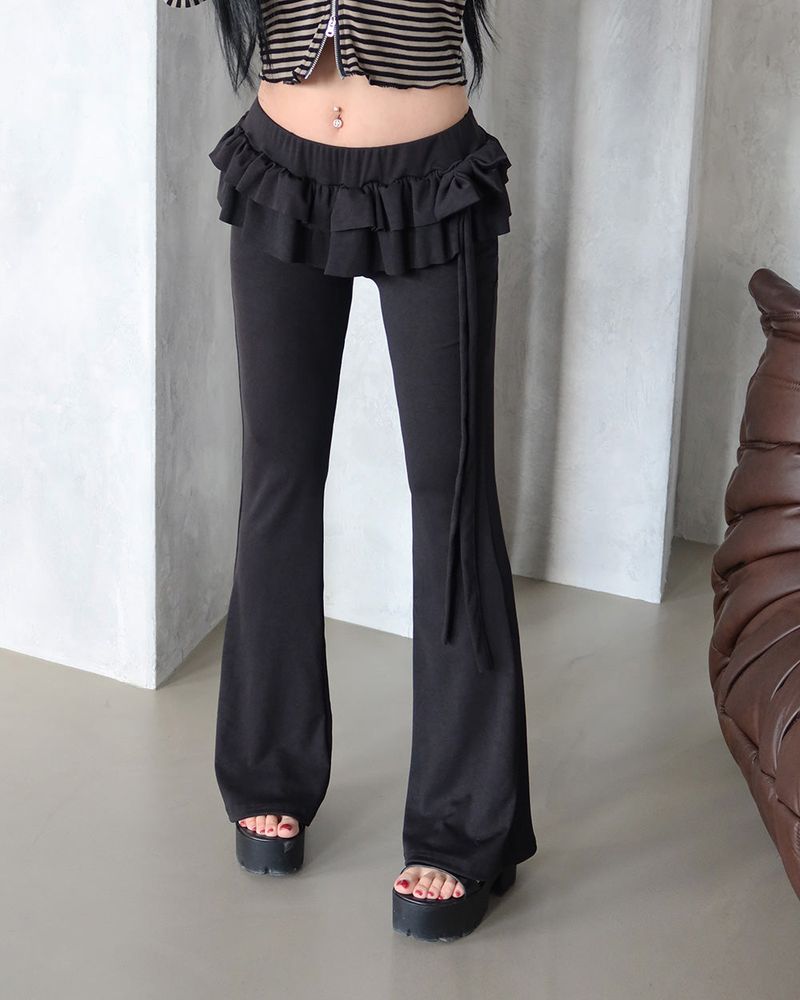 cancan frill layered bootcut pants