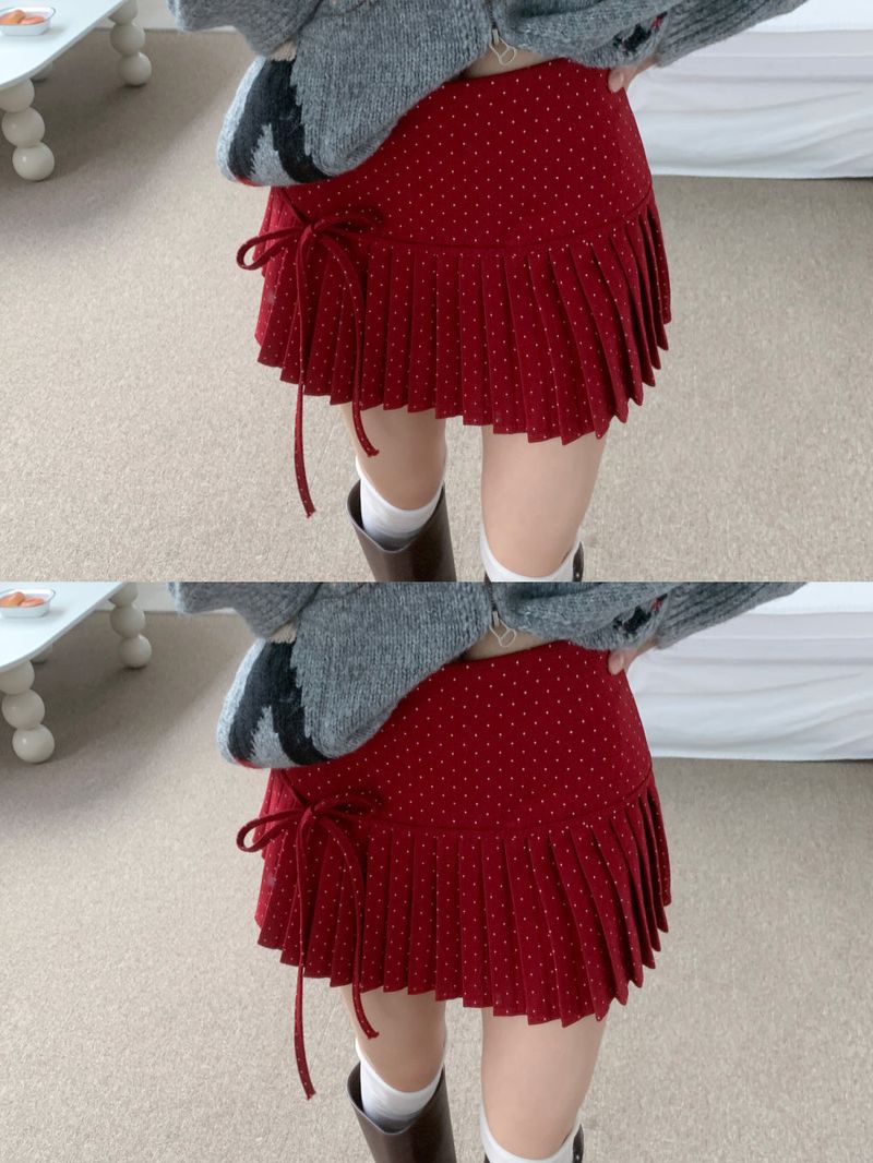 Melody Dot Pleated Mini Skirt (3 colors)