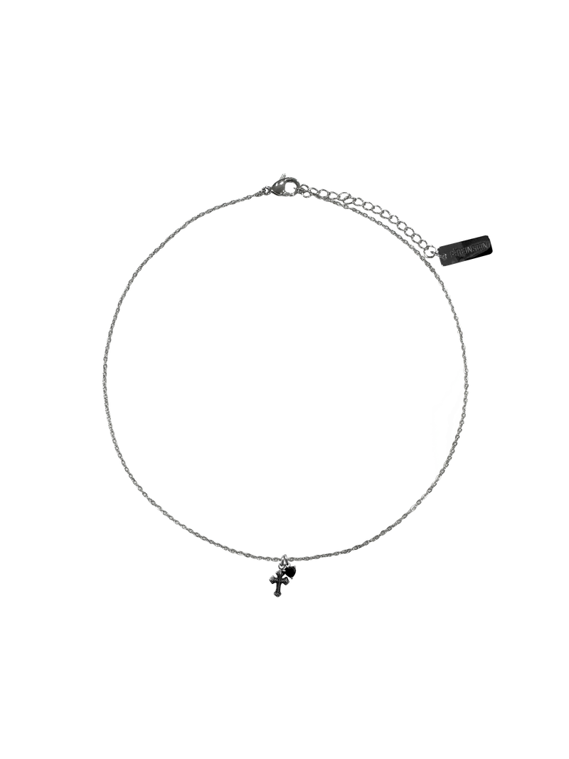 Black heart cross necklace