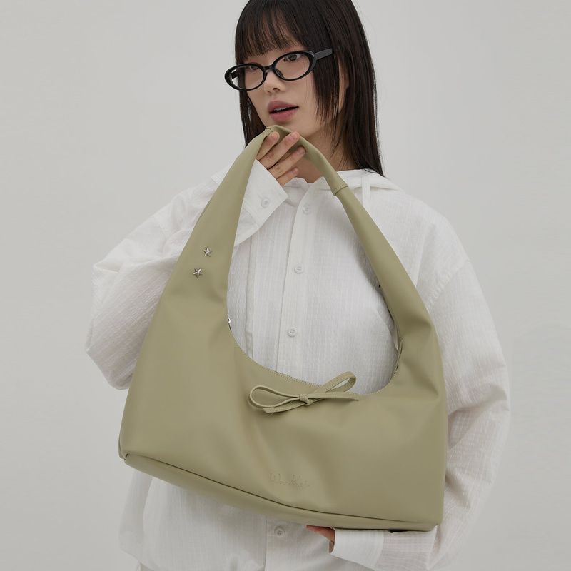 Artificial Leather Ribbon Hobo Bag
