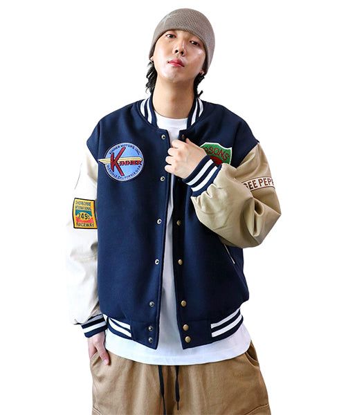 Oversized Varsity Jacket with Patches