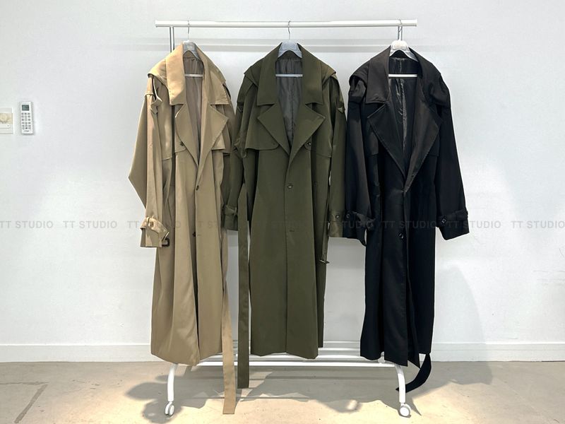 Maxi hood long trench