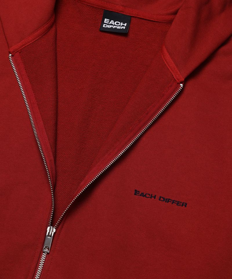 HAIF-ZIP HOODIE (LONG)_DARK RED