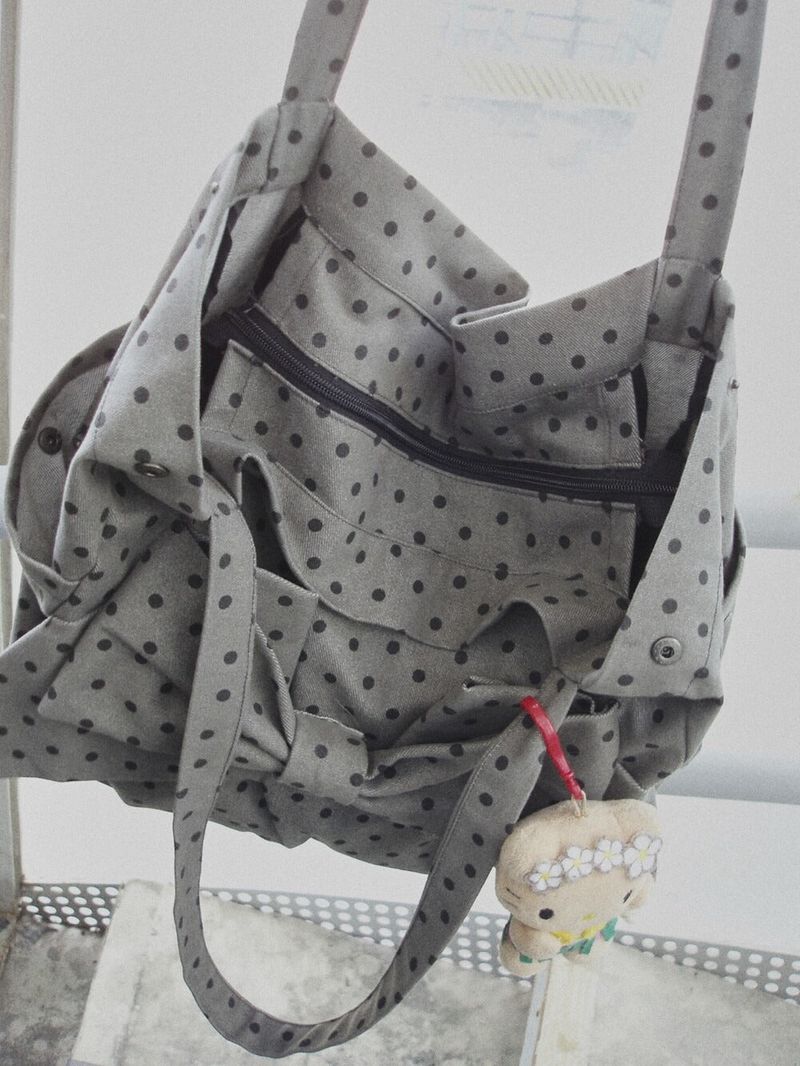 Ribbon bag (Dot-gray)