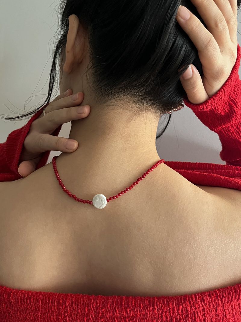 Flat Pearl Dew Drop Necklace 3Color