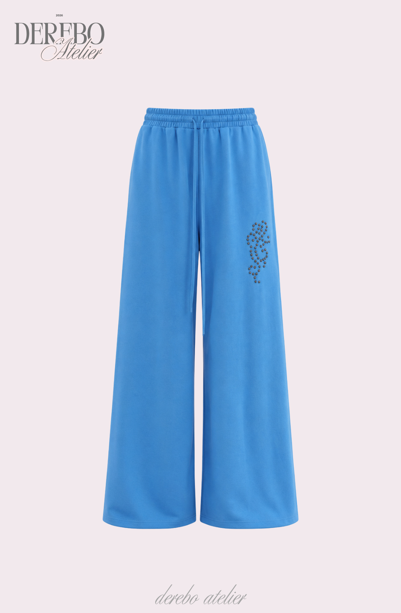 Blue beads banding wide pants