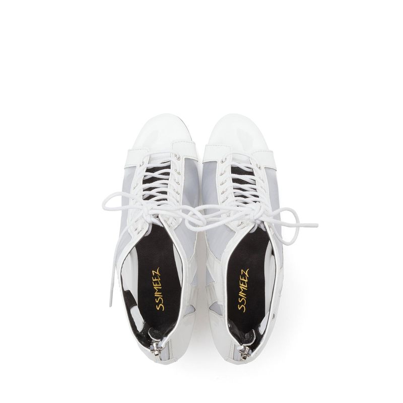 See-Through Patent Combination Open Toe Heel(White)