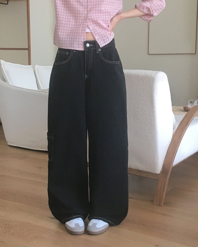 Welsh patch stitch wide cargo pants
