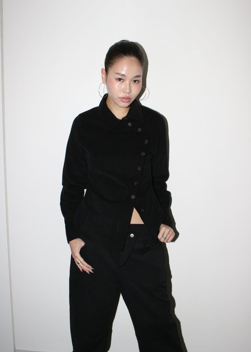 Side button shirts [Black]