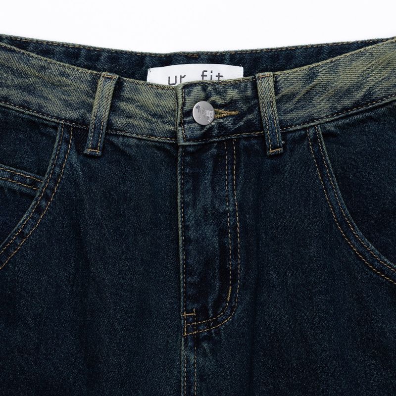 GREENERY COLOR SPRAY DYED WIDE DENIM PANTS code 21017