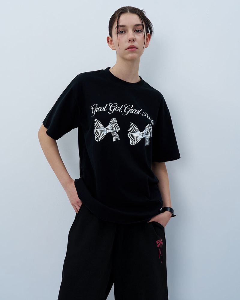 TWIN RIBBON TSHIRT-BLACK