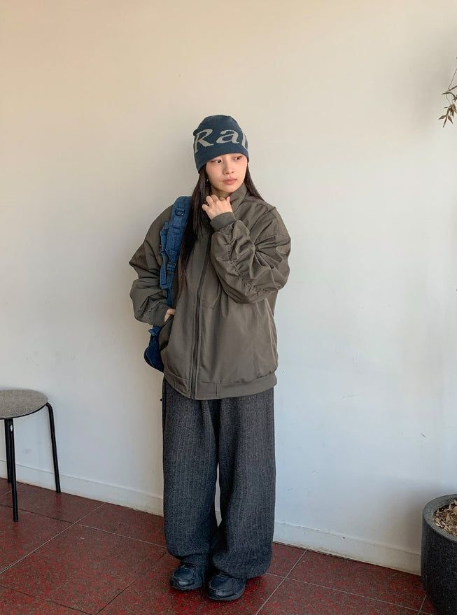 Hante Shirring Quilted Flight Jacket