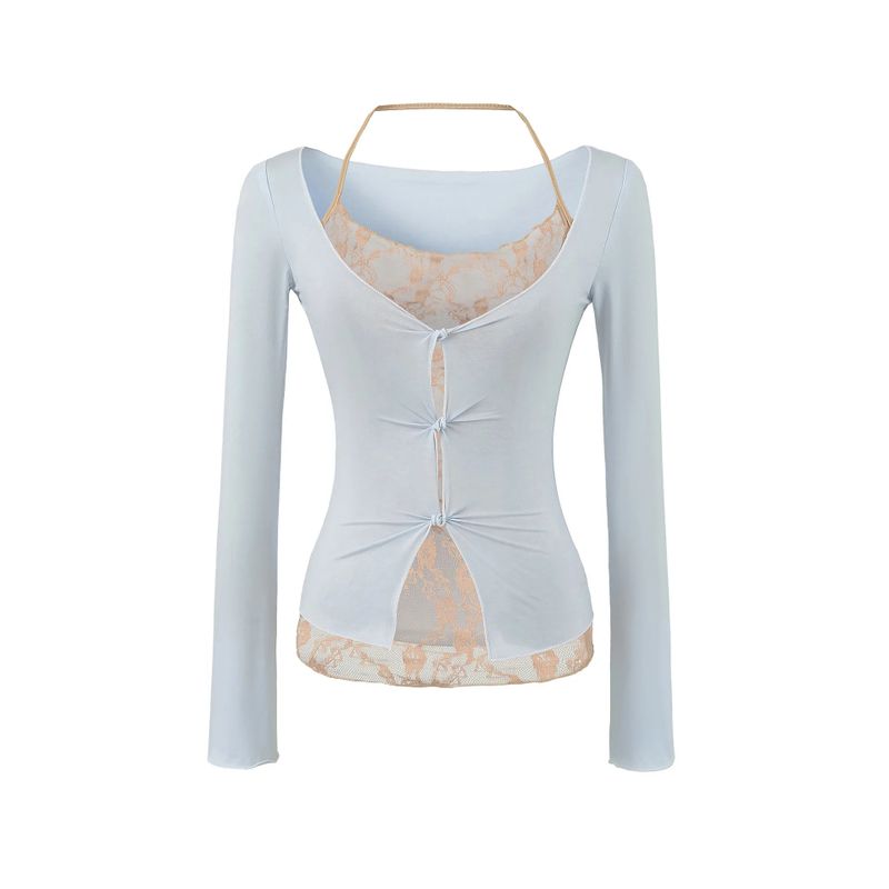 Cozy&Kitsch（コージーアンドキッチ）の「Lace Layered Slit Ribbon Top（Tops）」