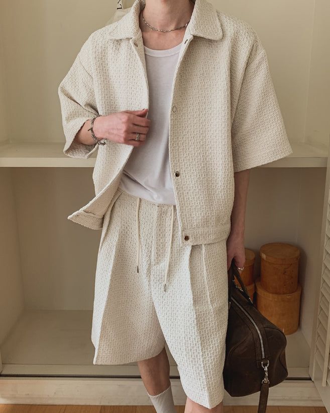 Bound Tweed Half Shirt Jacket