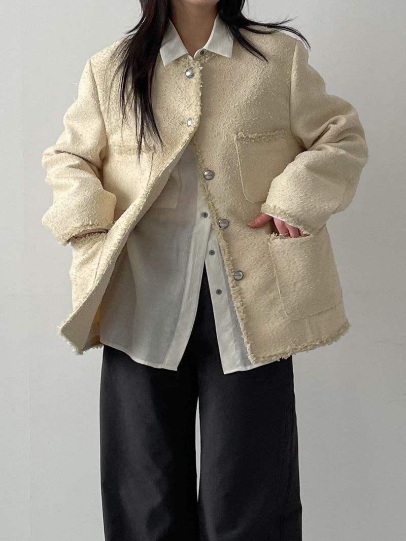 Pocket Fringe Half Tweed Jacket